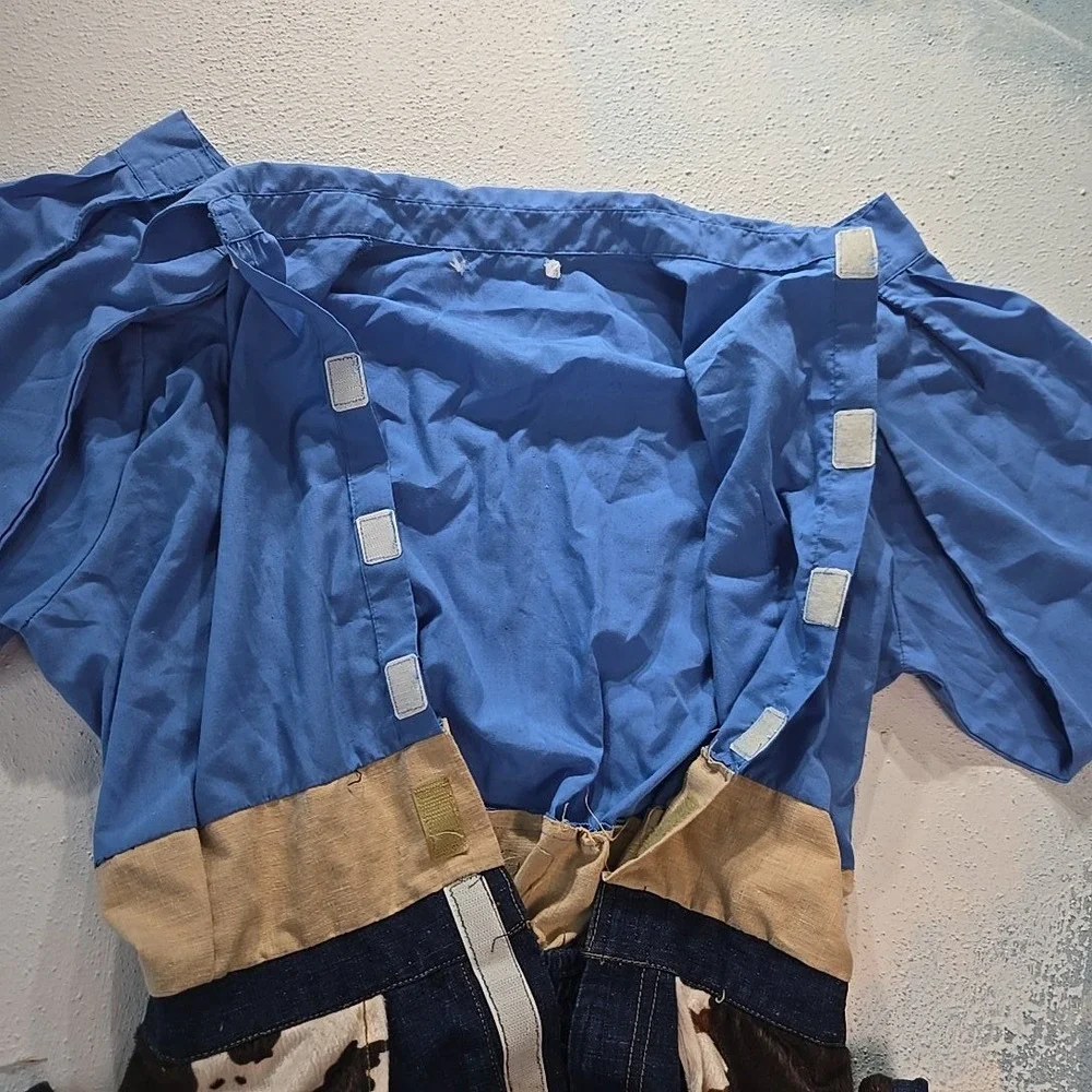 VTG Kids Cowboy Costume 8-10Y Western Woody‎ Denim Jumpsuit Chaps Cow Toy Story